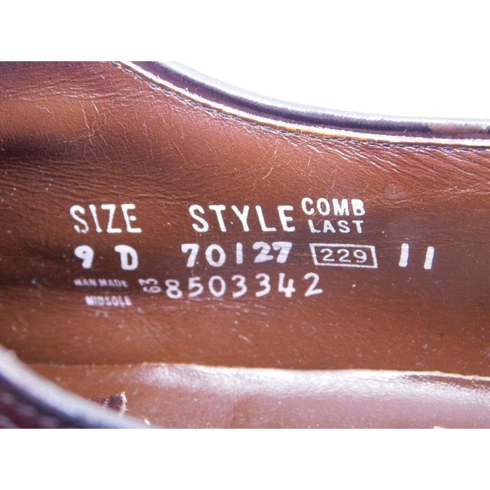 Vintage Easy Flex Mens Brogue Wingtip Shoes Burgundy 70127 Made In USA Size‎ 9 D